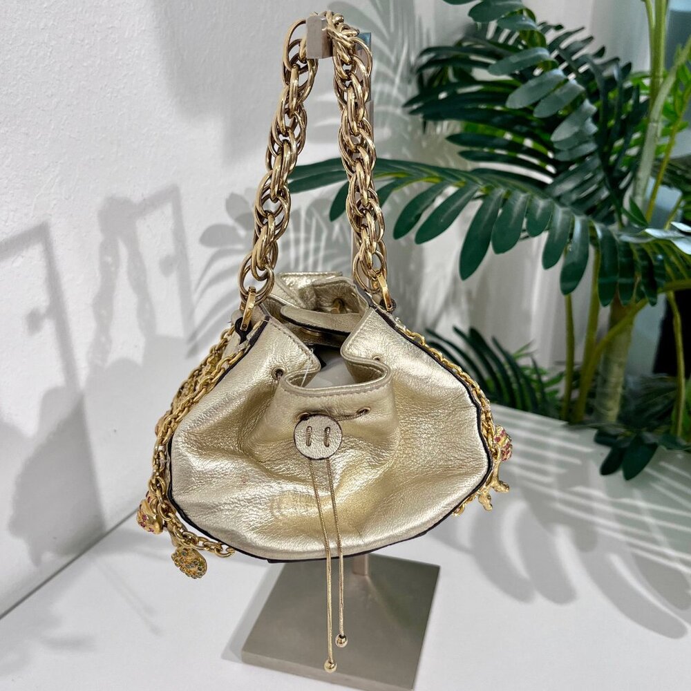 Versace Metallic Gold Python & Leather Mini Sea S… - image 6